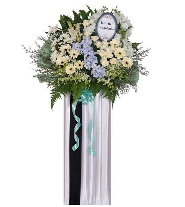 Condolence Wreath with Fresh Cut Flowers | W491 - Jade Valley Gifts & Floral Design Centre