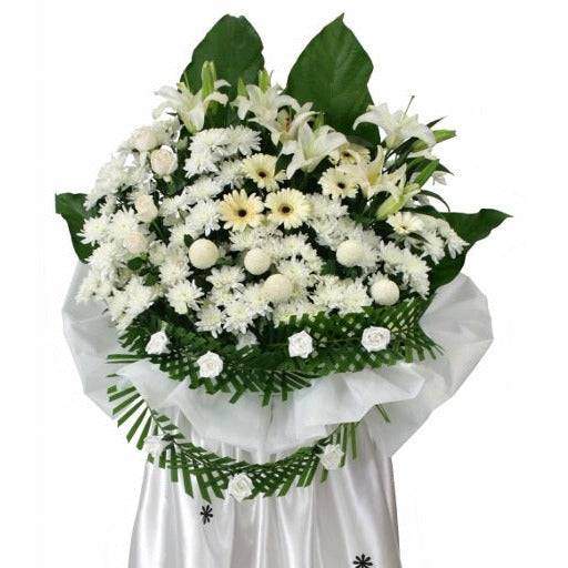 Condolence Wreath with Fresh Cut Flowers | W493 - Jade Valley Gifts & Floral Design Centre