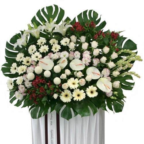 Condolence Wreath with Fresh Cut Flowers | W497 - Jade Valley Gifts & Floral Design Centre
