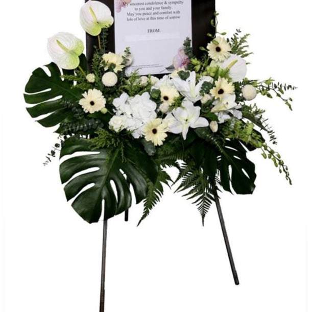 Condolence Wreath with Fresh Cut Lilies | Double Tiered | W660 - Jade Valley Gifts & Floral Design Centre