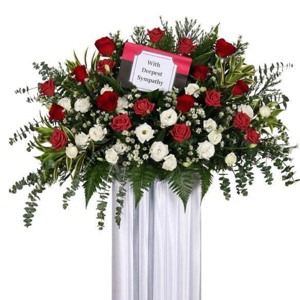 Condolence Wreath with Fresh Cut Roses - Two Colour Way| W486 - Jade Valley Gifts & Floral Design Centre