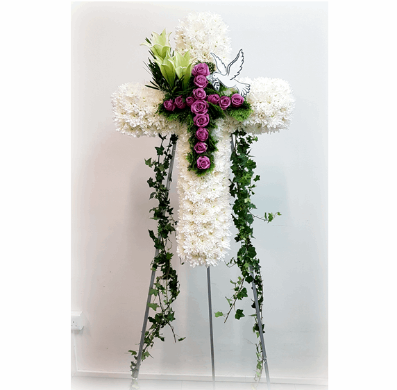 Cross Wreath with Double Cross | C427 - Jade Valley Gifts & Floral Design Centre