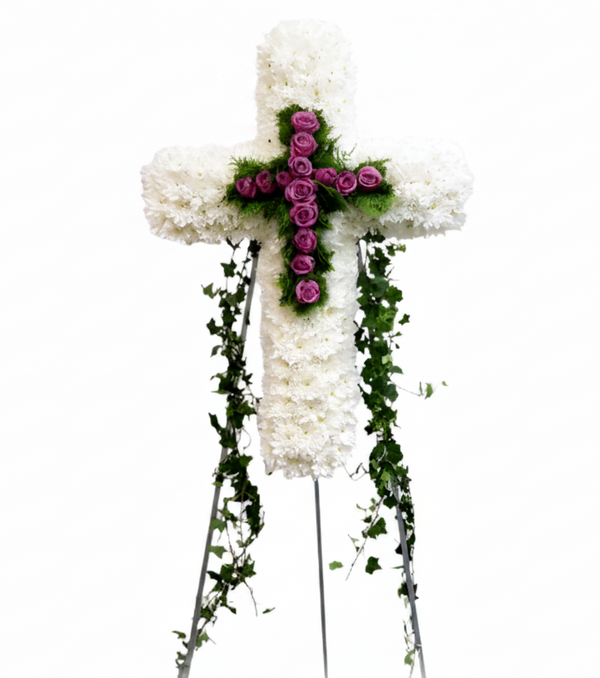 Cross Wreath with Double Cross | C427 - Jade Valley Gifts & Floral Design Centre
