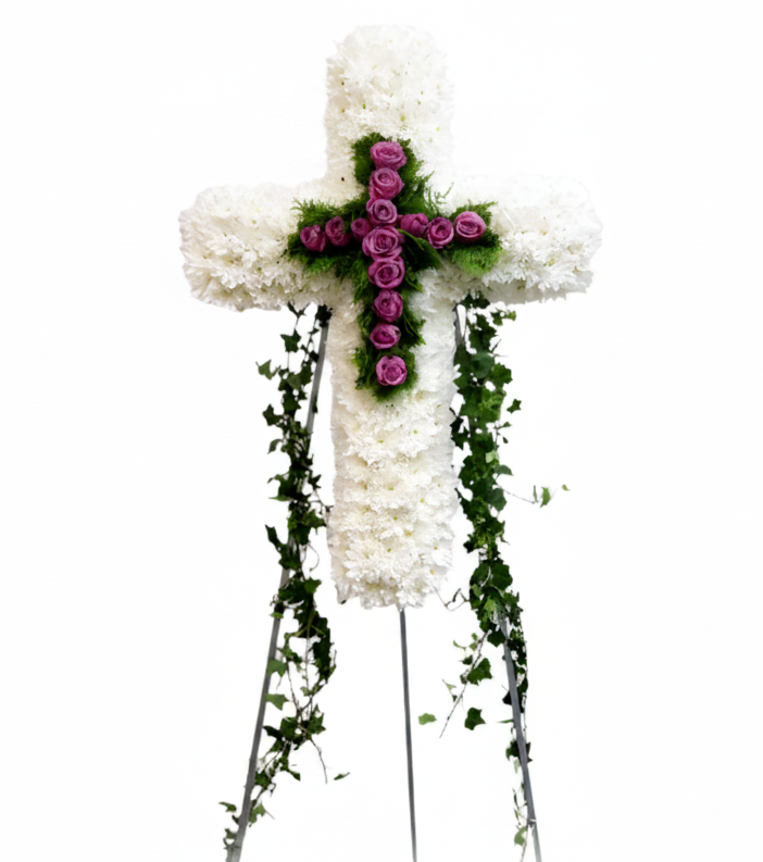 Cross Wreath with Double Cross | C427 - Jade Valley Gifts & Floral Design Centre