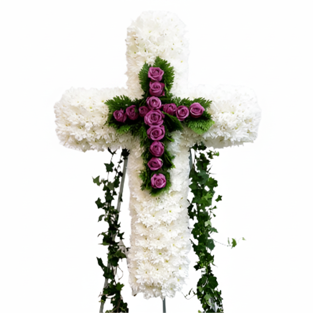 Cross Wreath with Double Cross | C427 - Jade Valley Gifts & Floral Design Centre