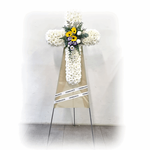 Cross Wreath with Mixed Florals | C437 - Jade Valley Gifts & Floral Design Centre