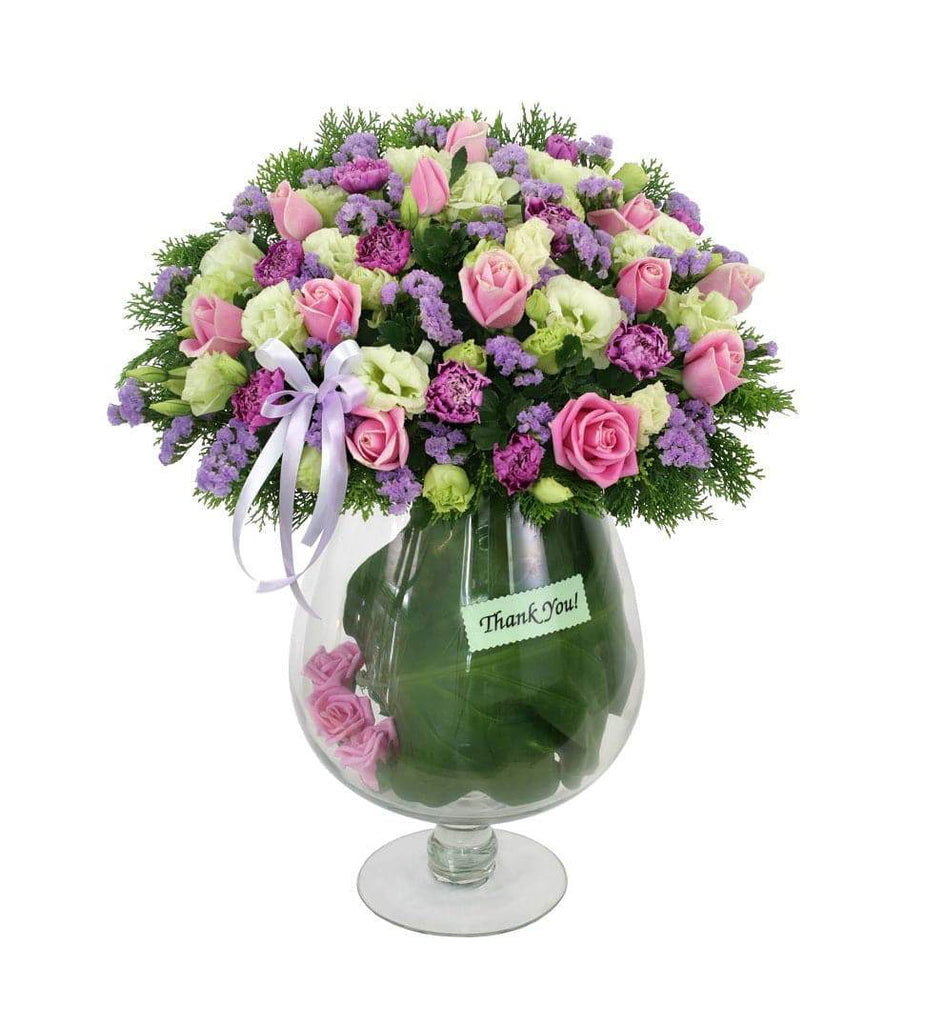 Eustoma, Carnations & Statics in Glass | TB141 - Jade Valley Gifts & Floral Design Centre