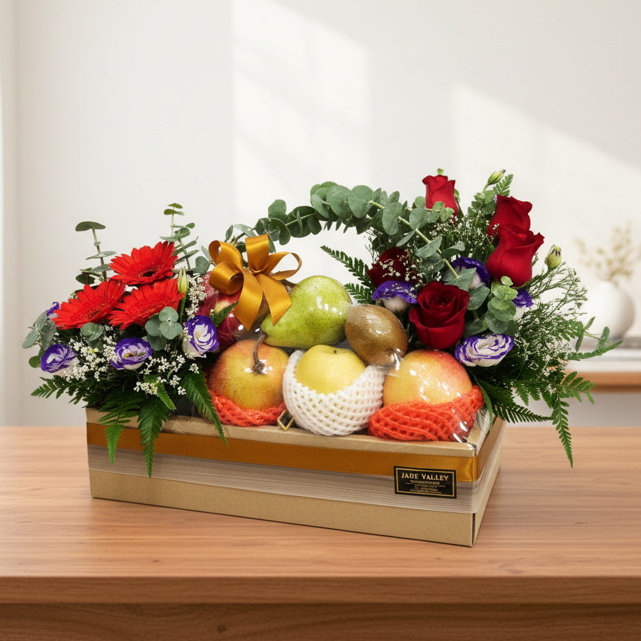 Fruit & Flowers Get Well Basket - 2 sizes | FF168 - Jade Valley Gifts & Floral Design Centre
