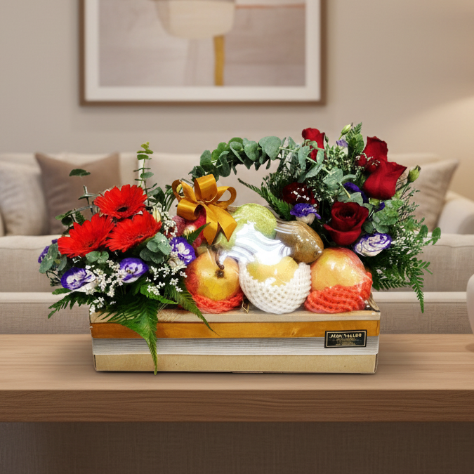 Fruit & Flowers Get Well Basket - 2 sizes | FF168 - Jade Valley Gifts & Floral Design Centre