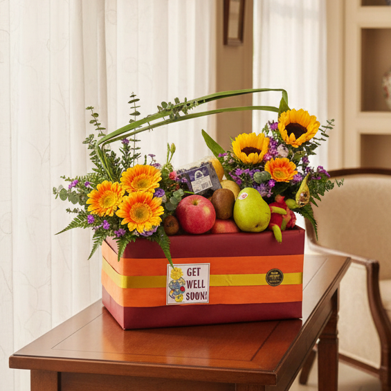 Fruit & Flowers Get Well Basket | FF163 - Jade Valley Gifts & Floral Design Centre