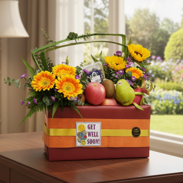 Fruit & Flowers Get Well Basket | FF163 - Jade Valley Gifts & Floral Design Centre