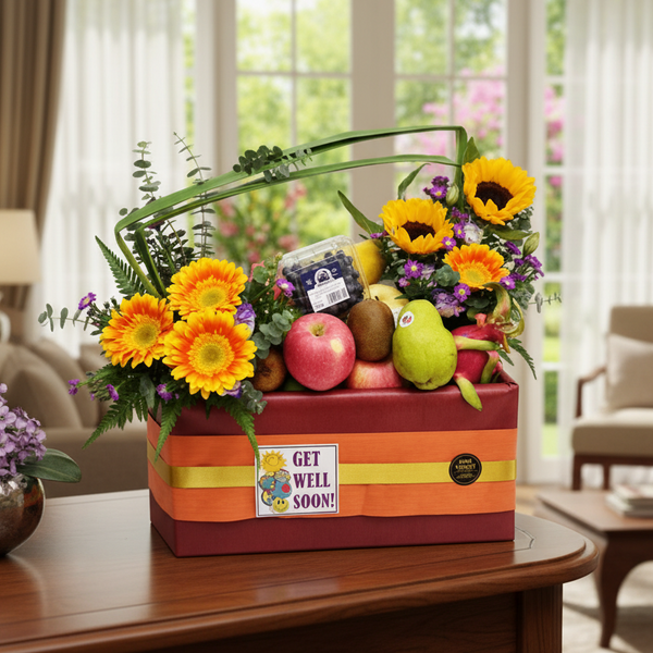 Fruit & Flowers Get Well Basket | FF163 - Jade Valley Gifts & Floral Design Centre