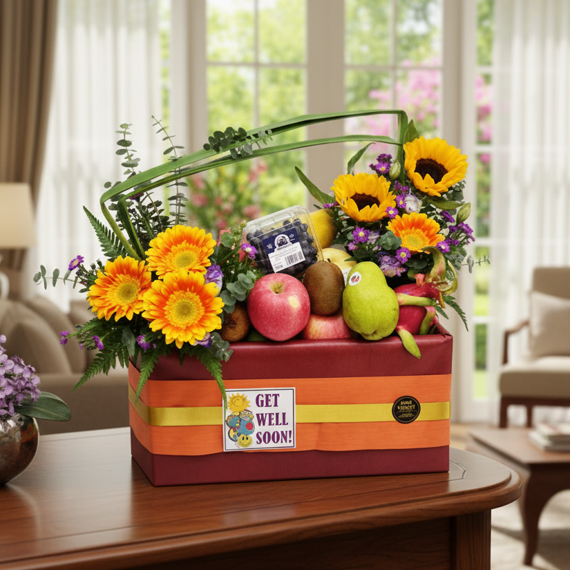 Fruit & Flowers Get Well Basket | FF163 - Jade Valley Gifts & Floral Design Centre