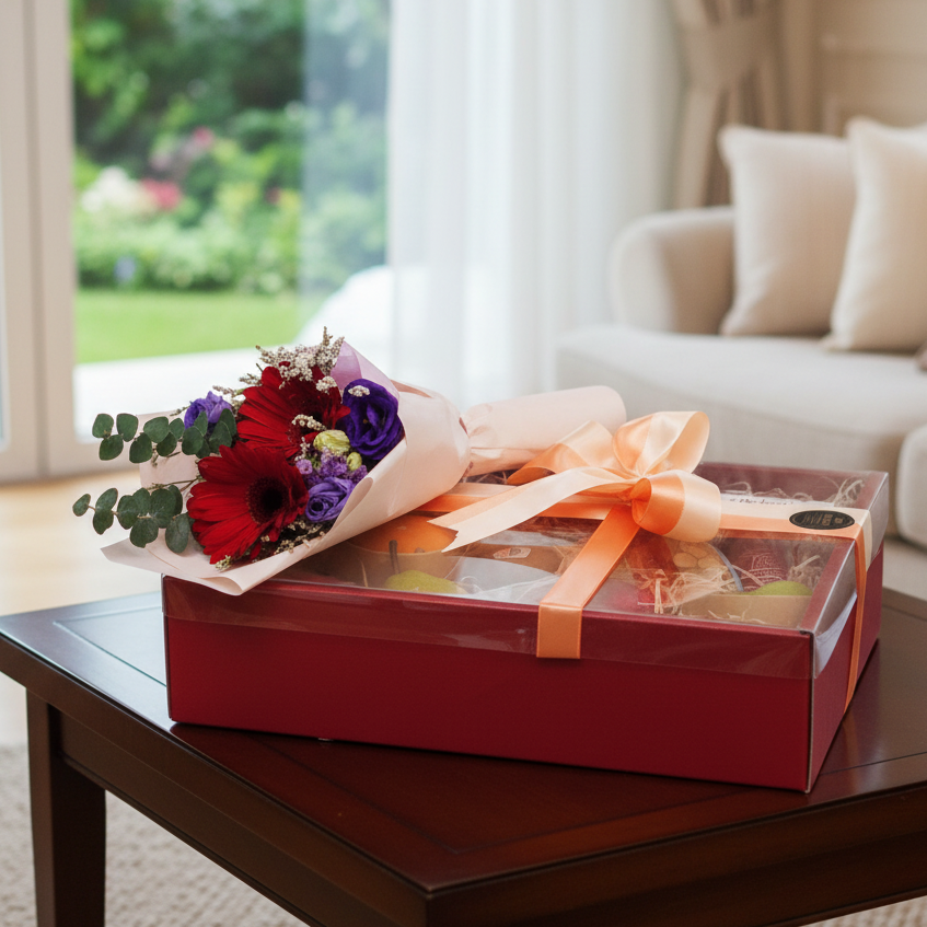 Fruit & Flowers Hamper | HF220 - Jade Valley Gifts & Floral Design Centre