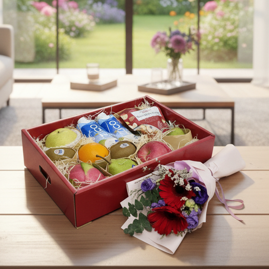 Fruit & Flowers Hamper | HF220 - Jade Valley Gifts & Floral Design Centre