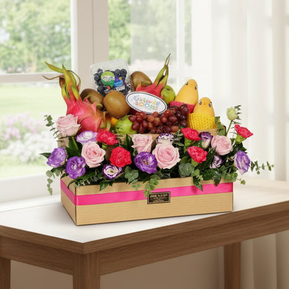 Fruits & Flowers Get Well Gift Box | FF156 - Jade Valley Gifts & Floral Design Centre