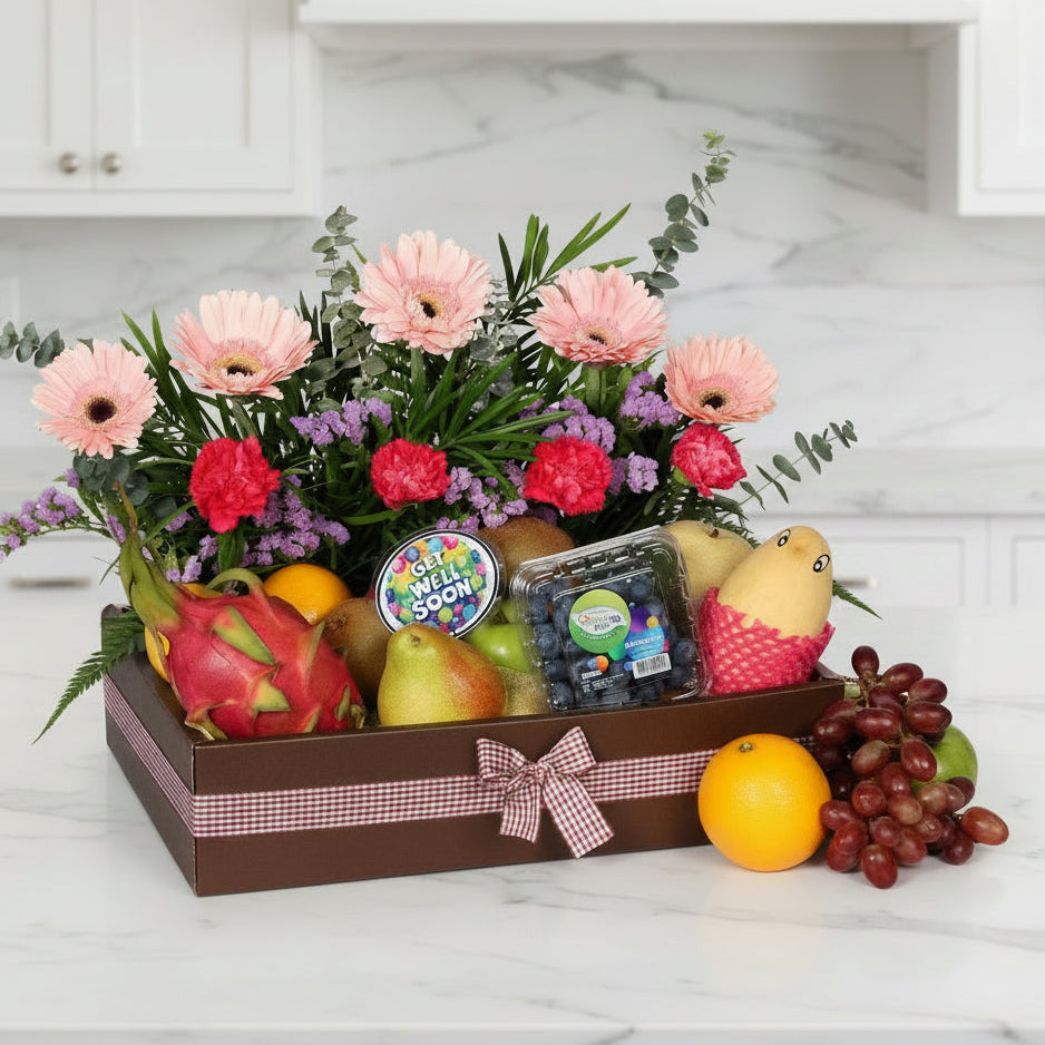 Fruits & Flowers Get Well Hamper | FF153 - Jade Valley Gifts & Floral Design Centre
