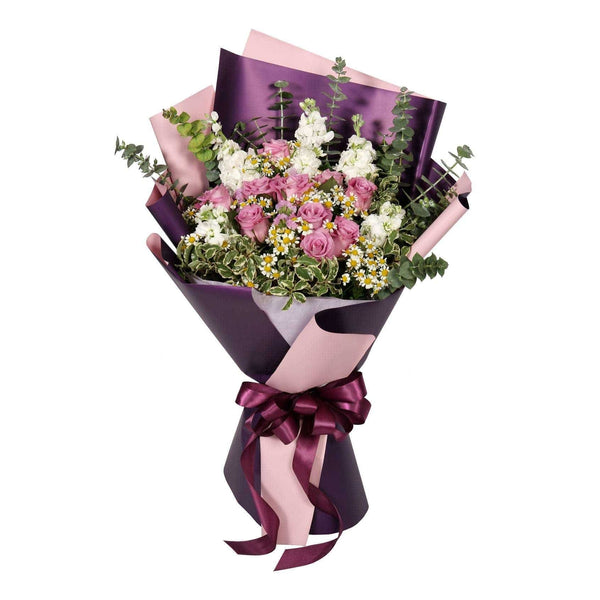 Hand Bouquet Roses Matthiola Flowers | BQ137 - Jade Valley Gifts & Floral Design Centre