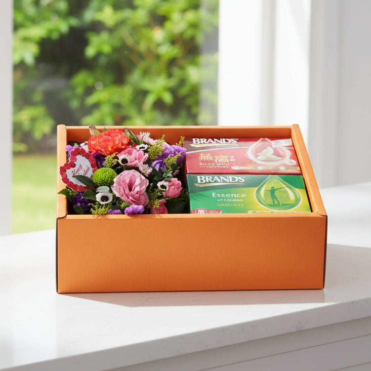 Health Food Hamper with Flowers | MD91 - Jade Valley Gifts & Floral Design Centre