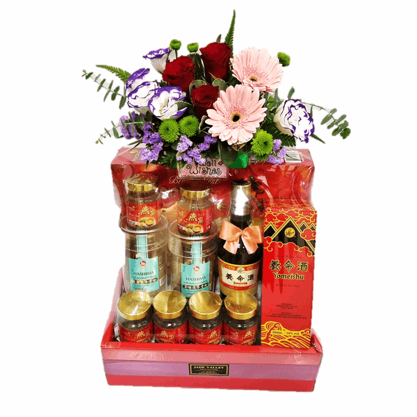 Health Foods Hamper with Tonic & Flowers | HF223 - Jade Valley Gifts & Floral Design Centre