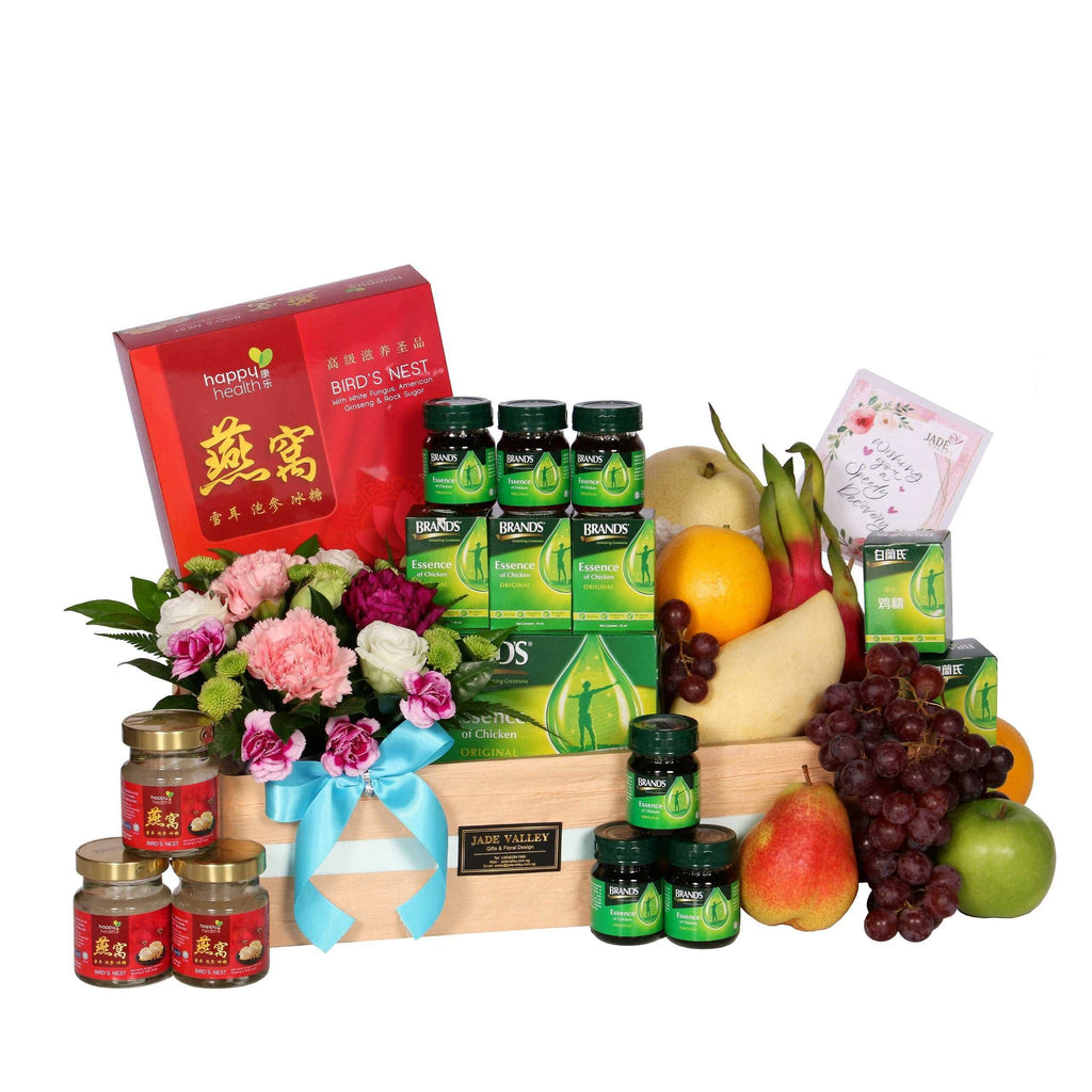 Heath Foods Hamper with Fruits & Flowers |HF218 - Jade Valley Gifts & Floral Design Centre