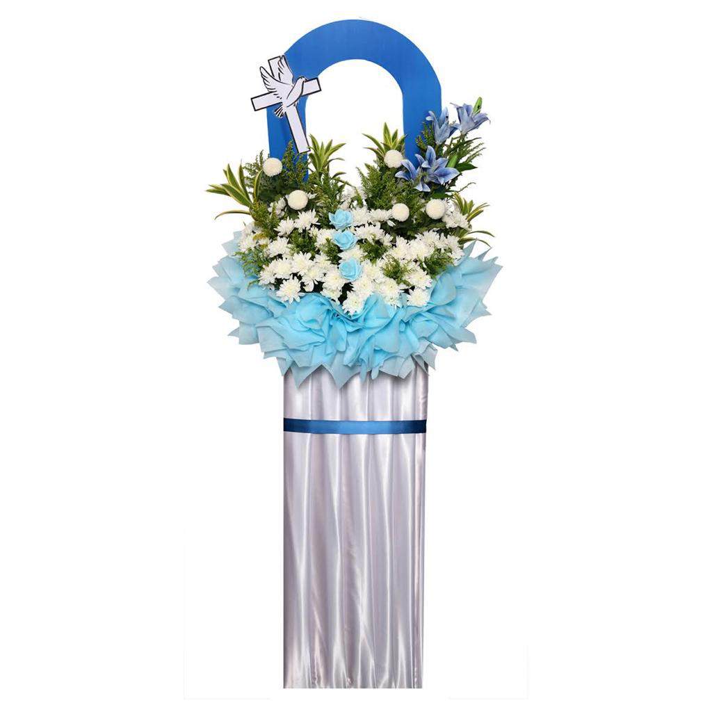 New! Condolence Flower Funeral Wreath with Arch | W587 - Jade Valley Gifts & Floral Design Centre