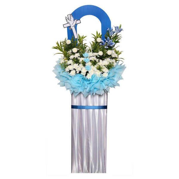 New! Condolence Flower Funeral Wreath with Arch | W587 - Jade Valley Gifts & Floral Design Centre