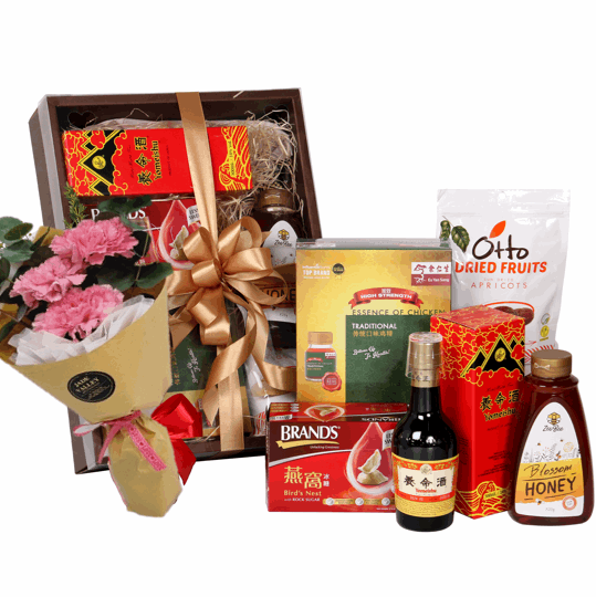Premium Health Food Hamper with Flowers | MD89 - Jade Valley Gifts & Floral Design Centre