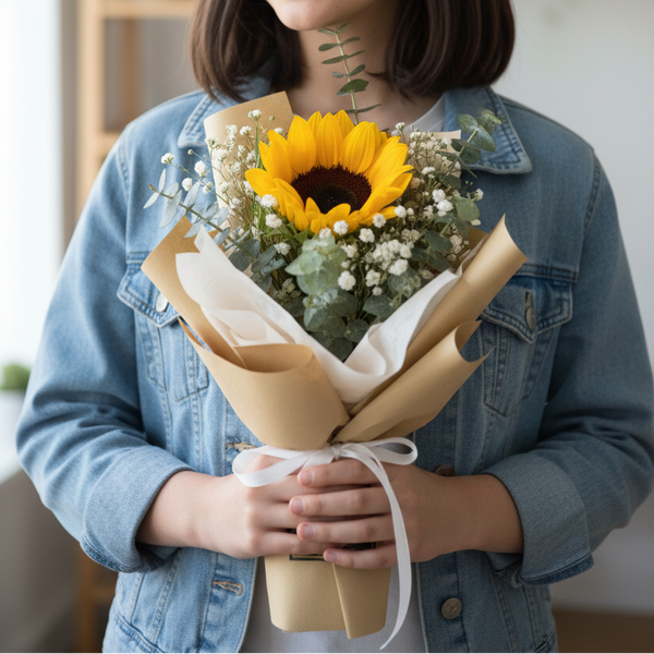 Single Sunflower Hand Bouquet | BQ153 - Jade Valley Gifts & Floral Design Centre