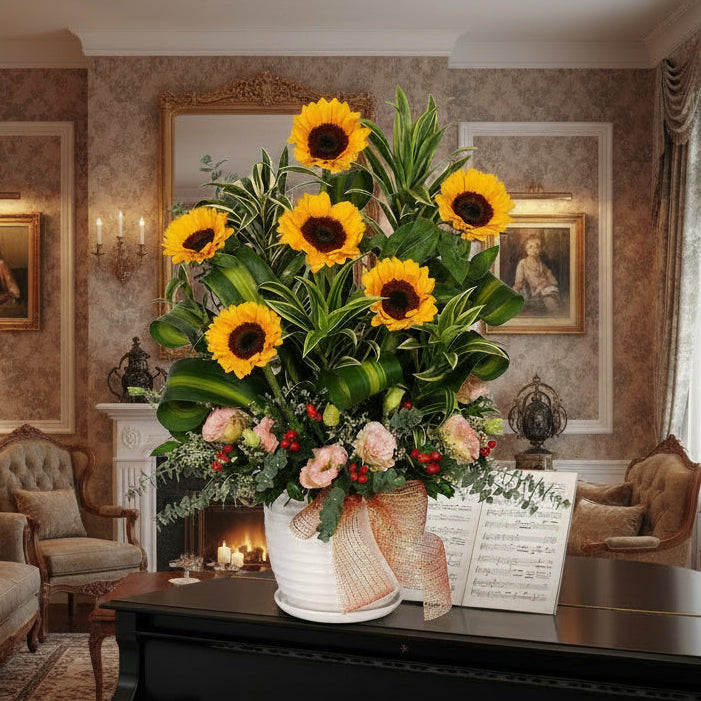 Table Arrangement | Fresh Cut Sunflowers  | TB139 - Jade Valley Gifts & Floral Design Centre