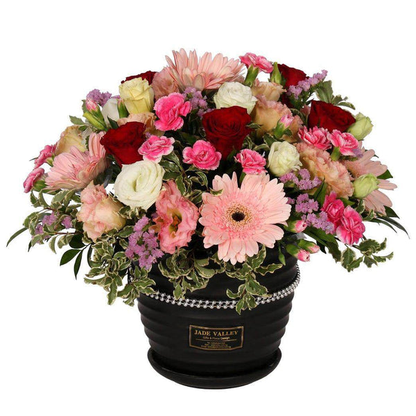 Table Arrangement | Roses , Gerberas & Eustomas | TB127 - Jade Valley Gifts & Floral Design Centre