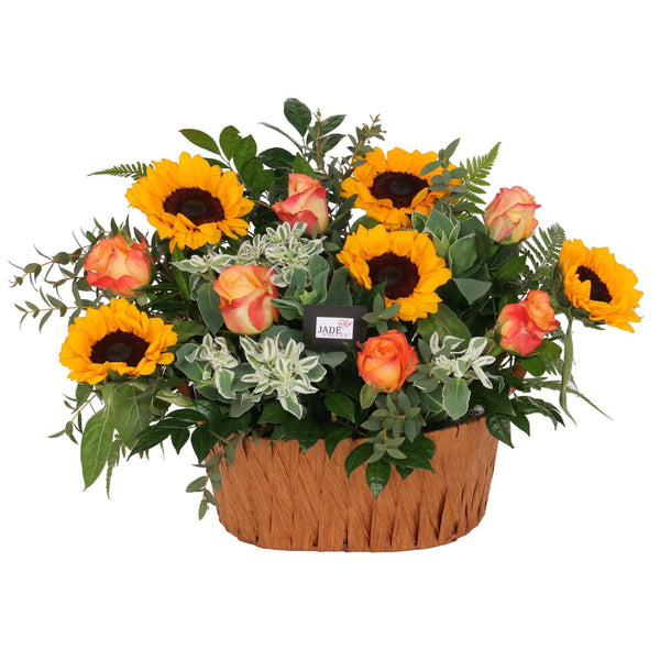 Table Arrangement | Sunflowers & Roses | TB118 - Jade Valley Gifts & Floral Design Centre